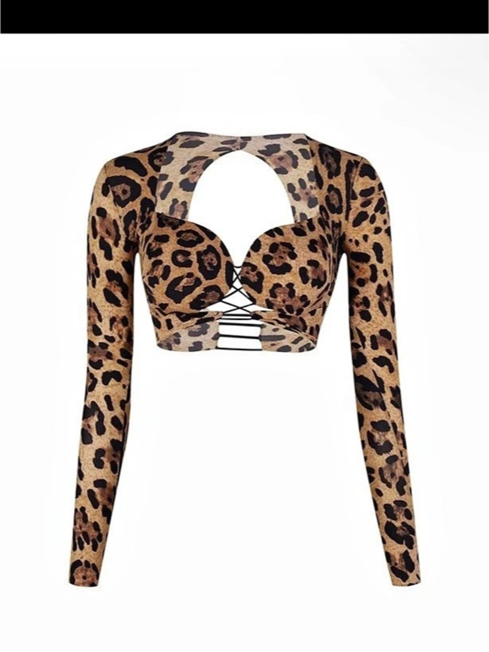 ZYM Leopard Print Cutout Crop Top Size Medium